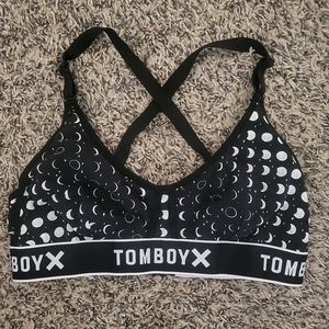 Tomboyx prism scoop bralette in total eclipse moon phase print